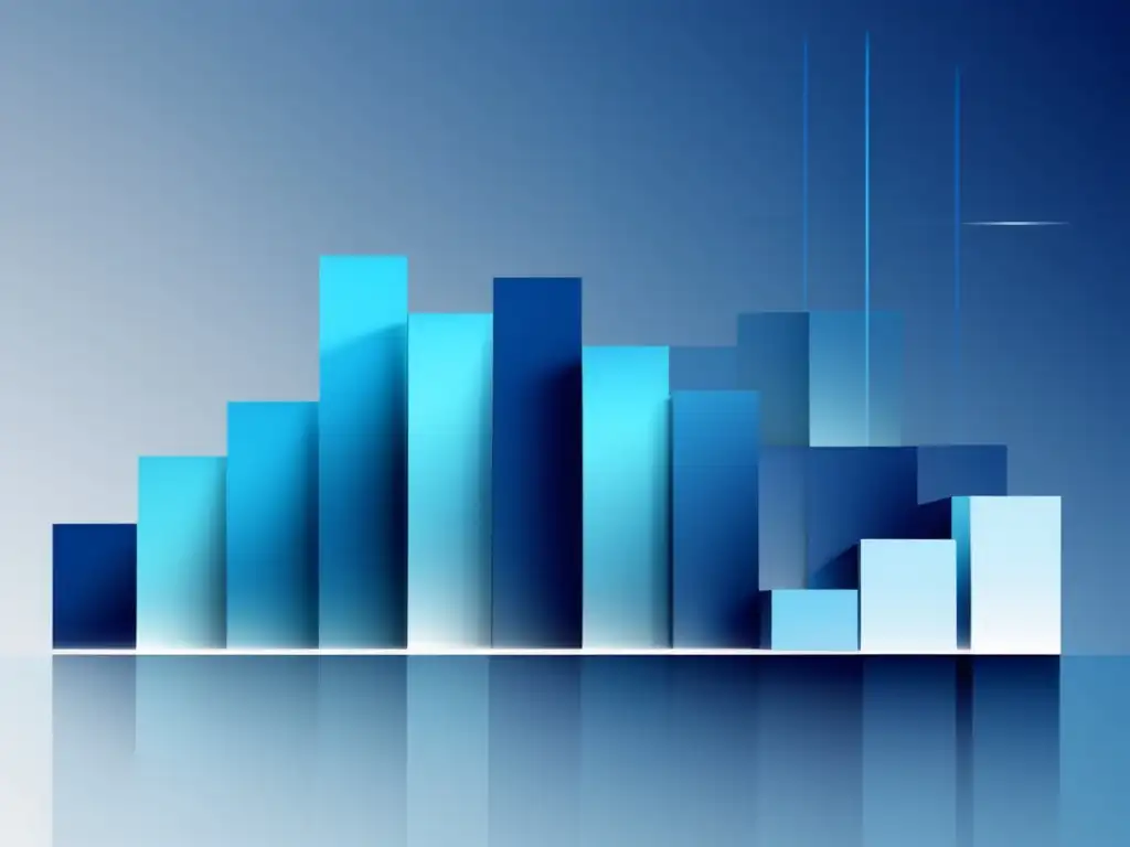 Gráfico de datos minimalista y moderno Gráfico de barras tridimensional en tonos azules y verdes para mejorar la tasa de conversión en el programa de marketing de afiliados