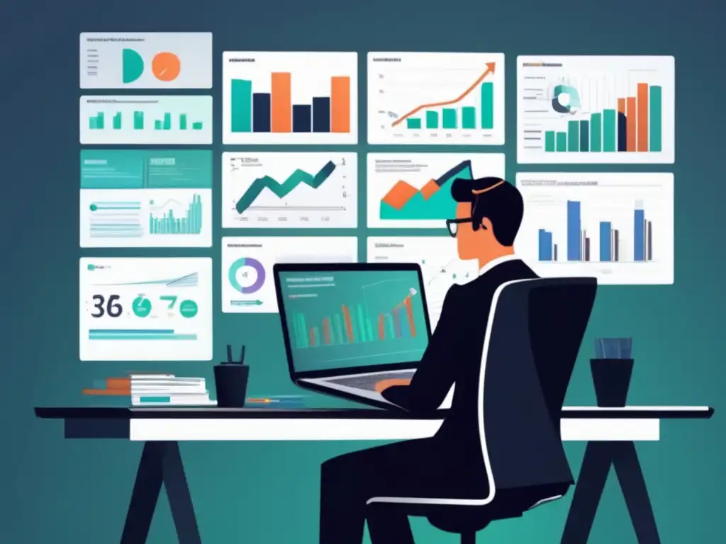 Profesional analizando datos con herramientas de análisis Persona analizando datos con herramientas de análisis para oportunidades en marketing de afiliados