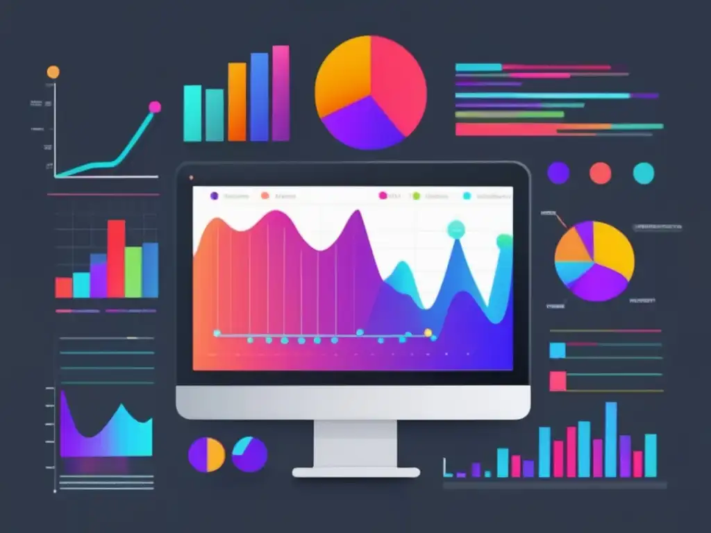 Análisis de conversión: gráficos y datos Ilustración minimalista con datos de conversiones y estrategias basadas en la ciencia para mejorar las conversiones en el marketing de afiliados