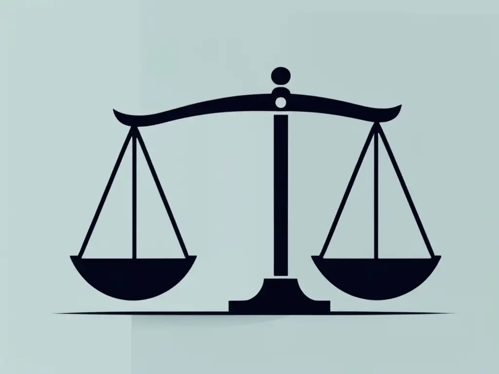 Equilibrio legal en ingresos de afiliados Ilustración minimalista de una balanza, simbolizando ganancias de afiliados y necesidad de leyes y regulaciones legales