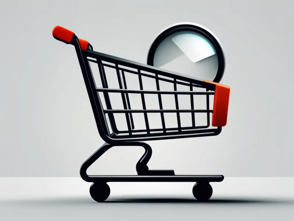 Carrito de compras optimizado con lupa Carro de compras blanco con lupa, optimización y personalización en programa de afiliados