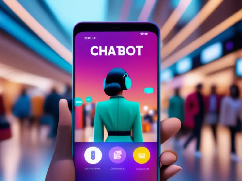Chatbot inteligente en tienda de moda Smartphone moderno con chatbot en tienda de moda