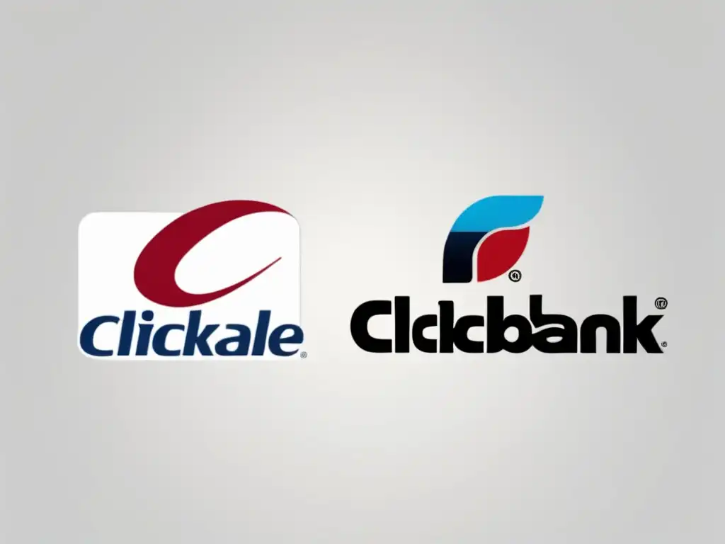 Comparación de logos ClickBank y ShareASale Diferencias entre ClickBank y ShareASale: logos minimalistas y modernos comparados lado a lado