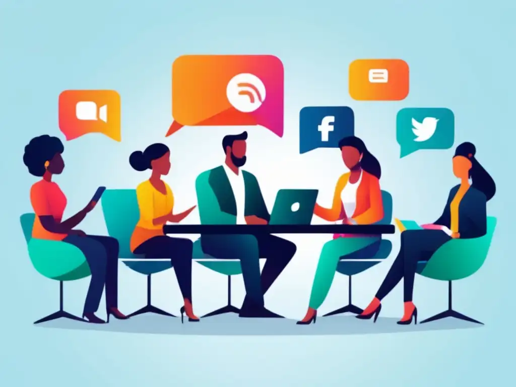 Comunidad virtual: Diversidad y colaboración Grupo diverso en discusión en comunidad virtual