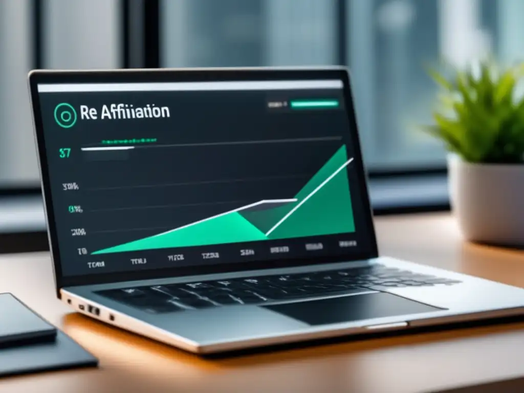Laptop moderno con gráfico de reputación Laptop moderno con gráfico de confiabilidad y programas de afiliados de comisiones altas