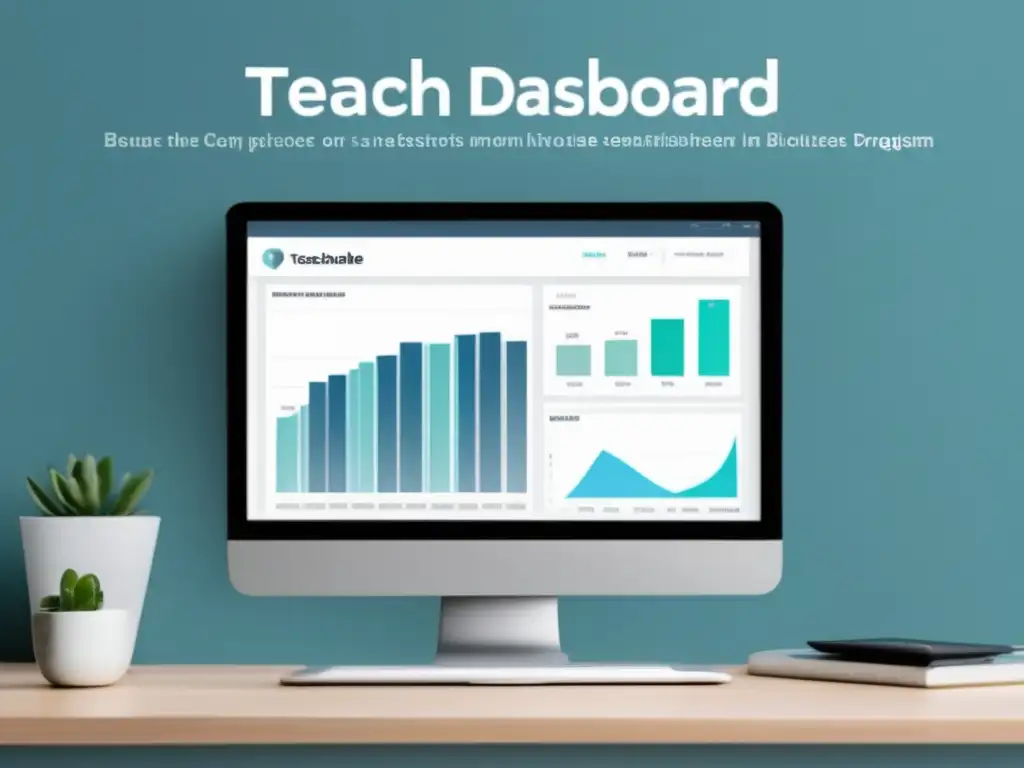 Dashboard de afiliados de Teachable Pantalla de laptop minimalista muestra el dashboard de afiliados de Teachable con gráficos, estadísticas y oportunidad de monetización