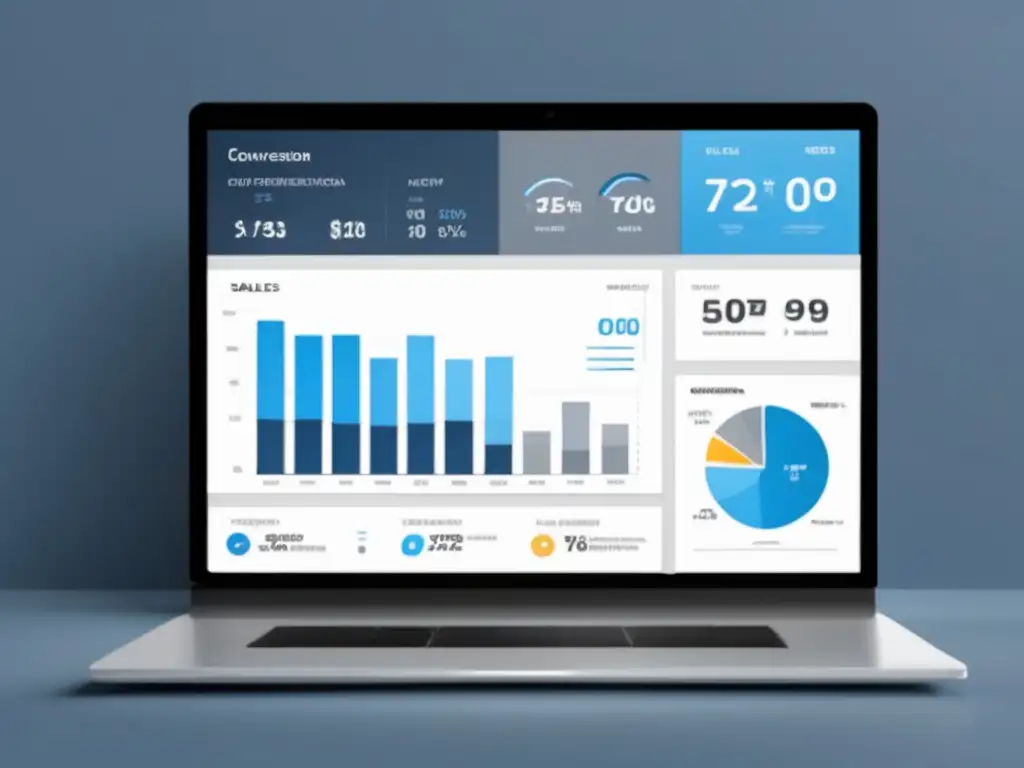 Dashboard de métricas de conversión y ventas Tablero digital moderno y elegante con métricas de conversión y ventas