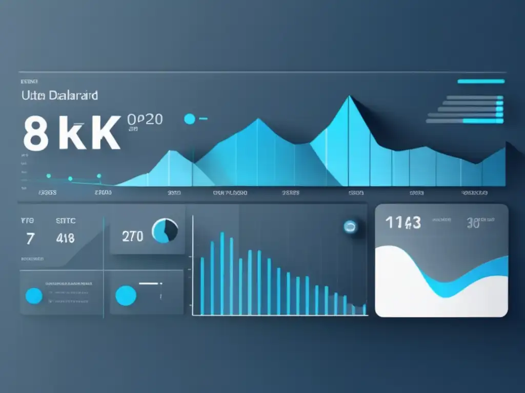 Dashboard de análisis de datos moderno y minimalista Herramientas análisis datos para marketing afiliados: gráfico moderno y minimalista con métricas, optimización y maximización de ingresos