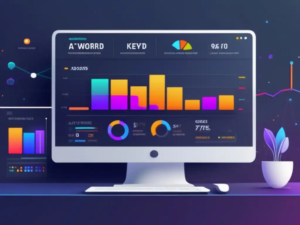 Análisis de palabras clave en pantalla Imagen: Dashboard de análisis de palabras clave para el marketing de afiliados