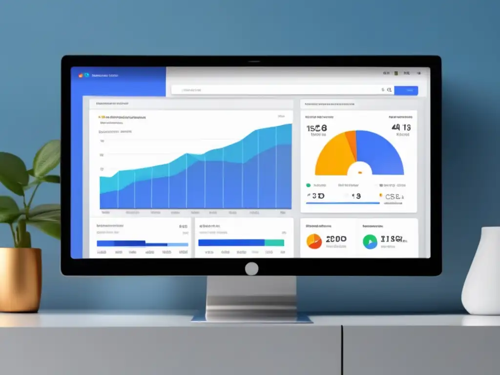 Dashboard de Google Analytics y métricas de afiliados Tablero de control en alta resolución con gráficos y métricas clave para evaluar el retorno de inversión en marketing de afiliados