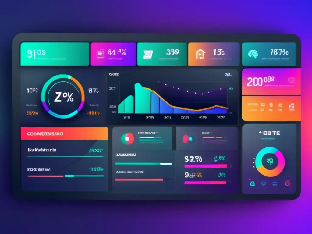 Dashboard de optimización de conversiones Herramientas de conversión en marketing de afiliados con visualización de datos y diseño moderno