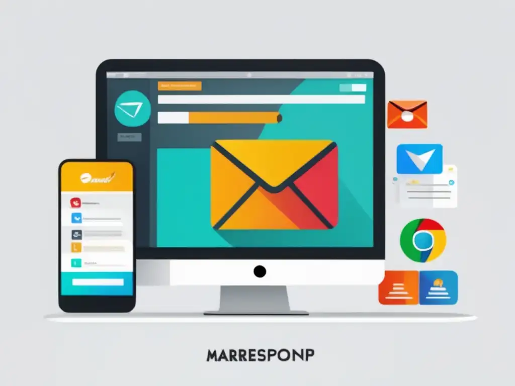 Dashboard de email marketing con métricas y logos Herramientas de email marketing para afiliados exitosos en un dashboard moderno y minimalista
