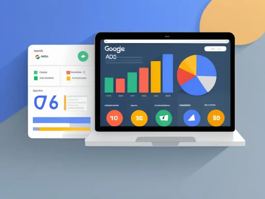 Dashboard de Google Ads: análisis y métricas Imagen moderna de una pantalla de laptop con dashboard de Google Ads, destacando estrategias para aumentar ventas de afiliados