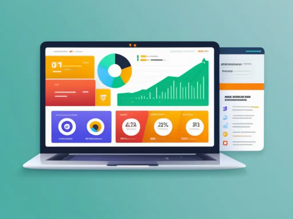 Dashboard de SEO para marketing de afiliados Herramientas SEO para marketing de afiliados en un moderno y minimalista laptop con diseño elegante