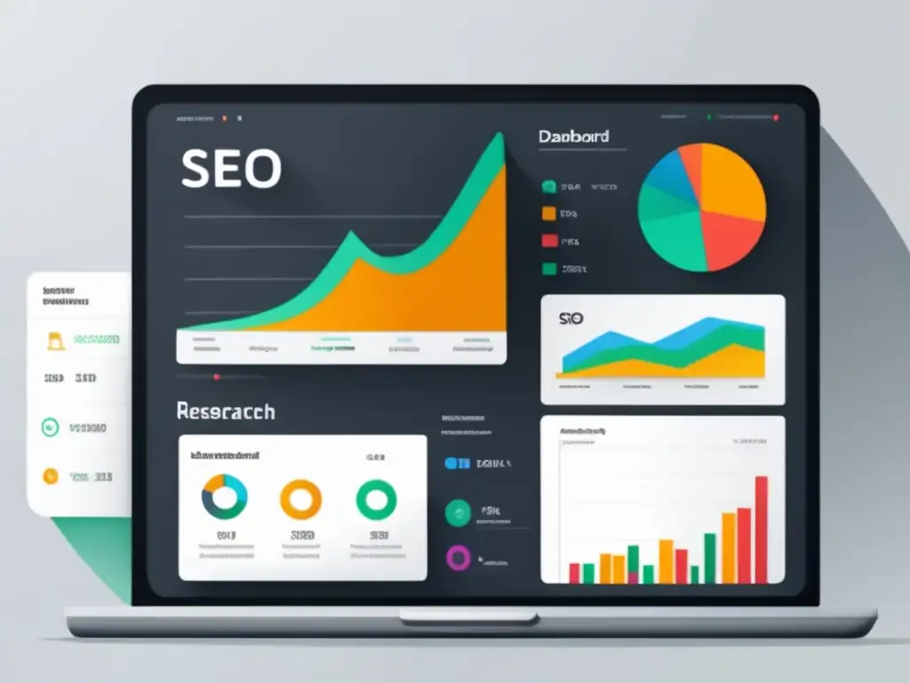 Dashboard SEO minimalista y moderno Panel SEO moderno y minimalista con herramientas para análisis de palabras clave, competidores y métricas de rendimiento