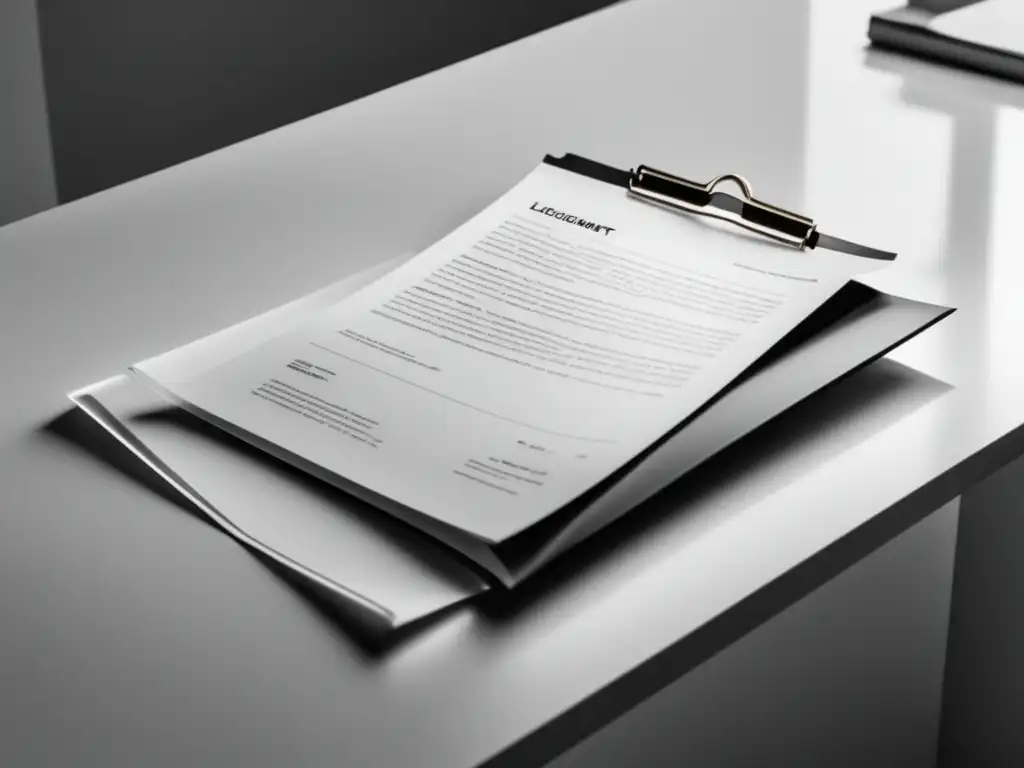 Documento legal con información clara Documento legal en blanco y negro con regulaciones legales en el marketing de afiliados
