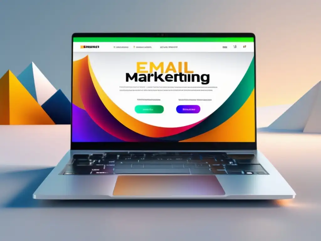Laptop elegante y moderno con software de email marketing Laptop elegante con interfaz de software de email marketing para programas de afiliados