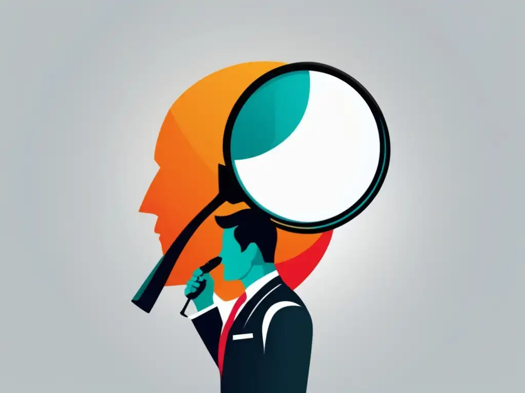 Empresario analizando mercado con lupa Empresario con lupa: estrategias para maximizar ganancias en el marketing de afiliados