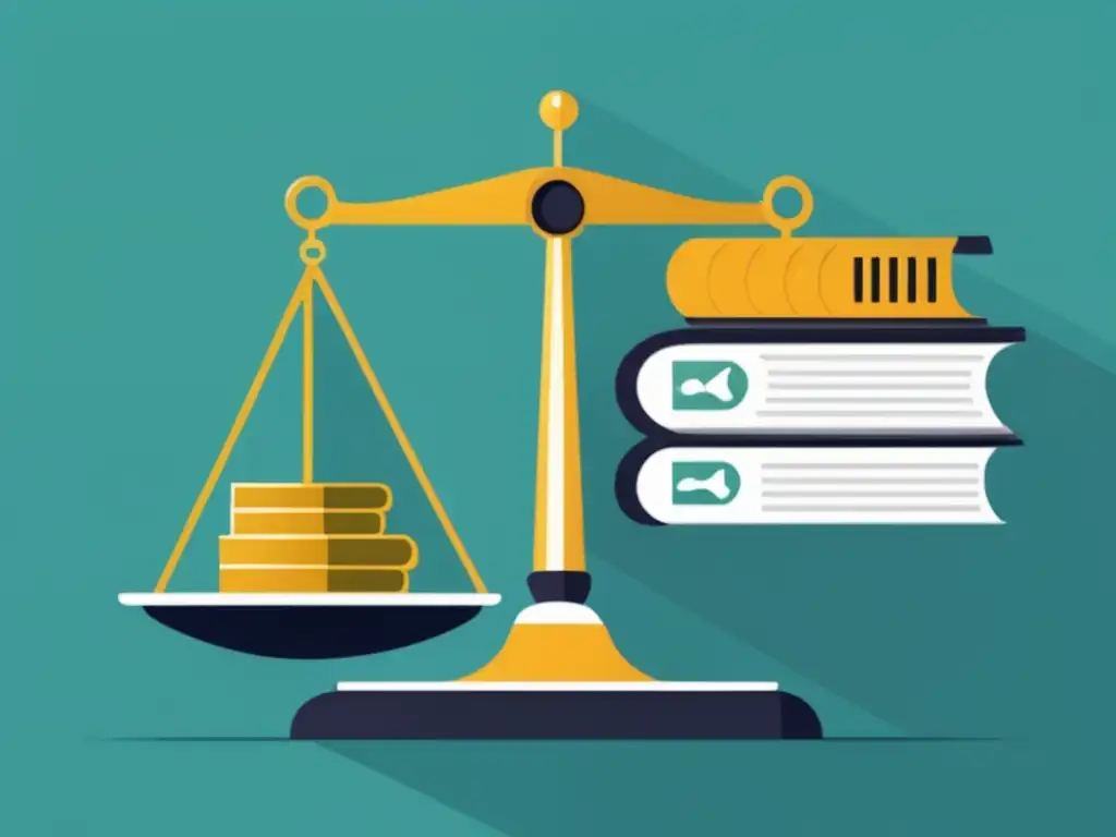 Equilibrio entre legislación y marketing Ilustración minimalista de una balanza en equilibrio, representando la relación armónica entre legalidad y éxito en el marketing de afiliados