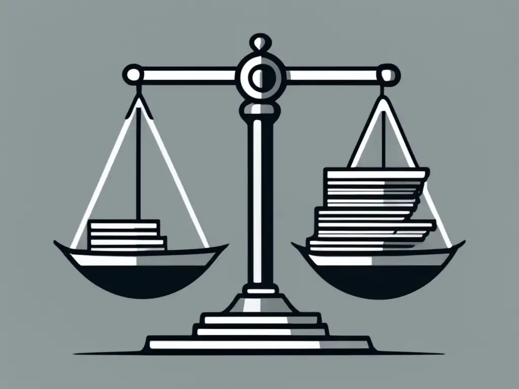 Equilibrio en marketing: dinero y opiniones Balanza equilibrada, simbolizando legislación sobre marketing de afiliados