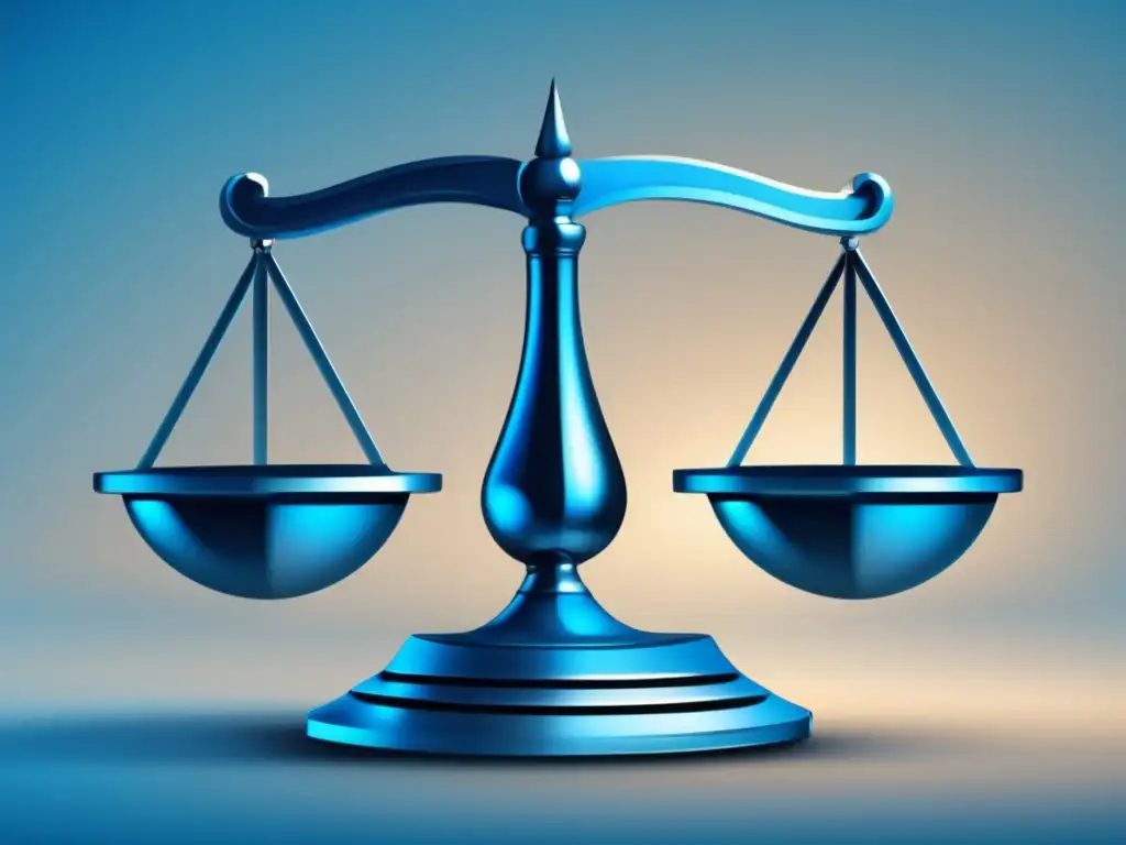 Escala de equilibrio en marketing de afiliados Balanza simbolizando derechos legales en el marketing de afiliados