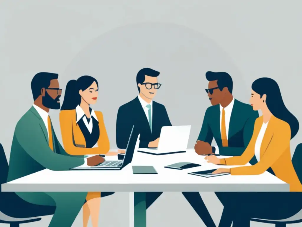 Reunión de profesionales colaborando Grupo de personas en reunión profesional, compartiendo ideas y colaborando - Prácticas éticas en marketing de afiliados