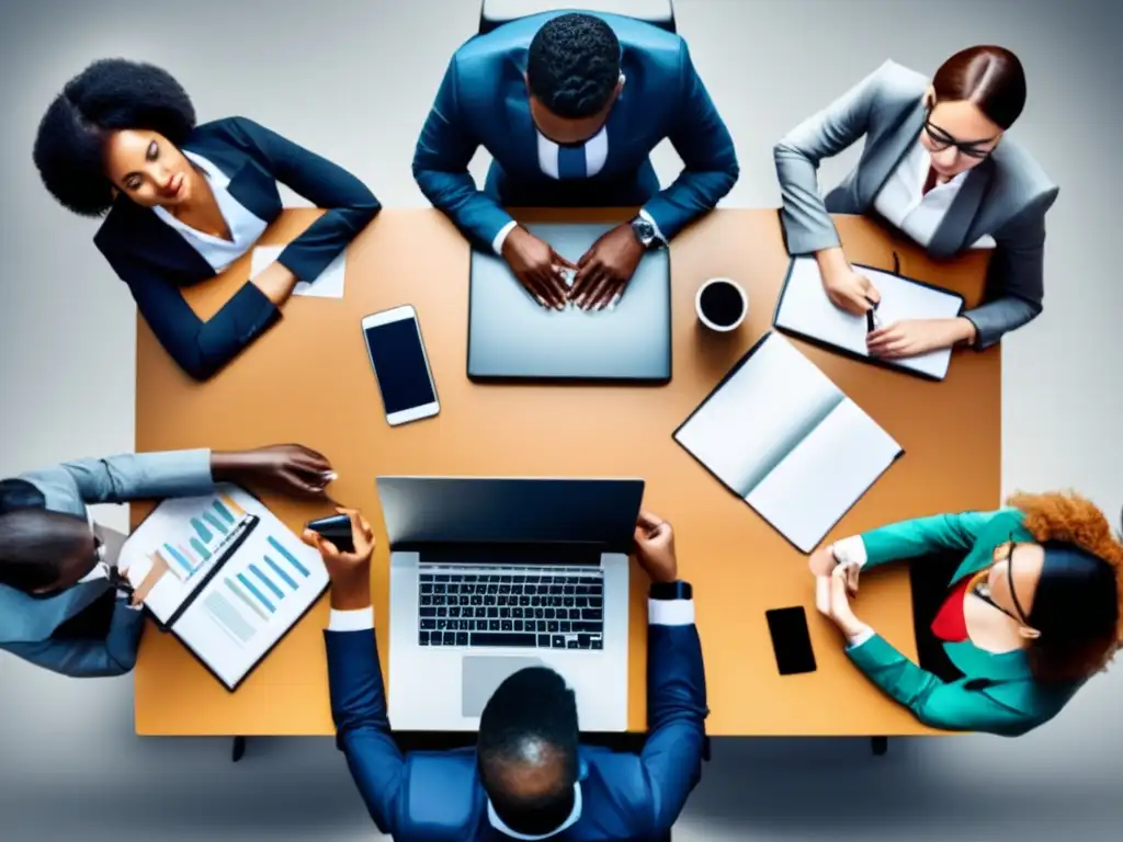 Grupo diverso en discusión, prácticas éticas para el marketing de afiliados