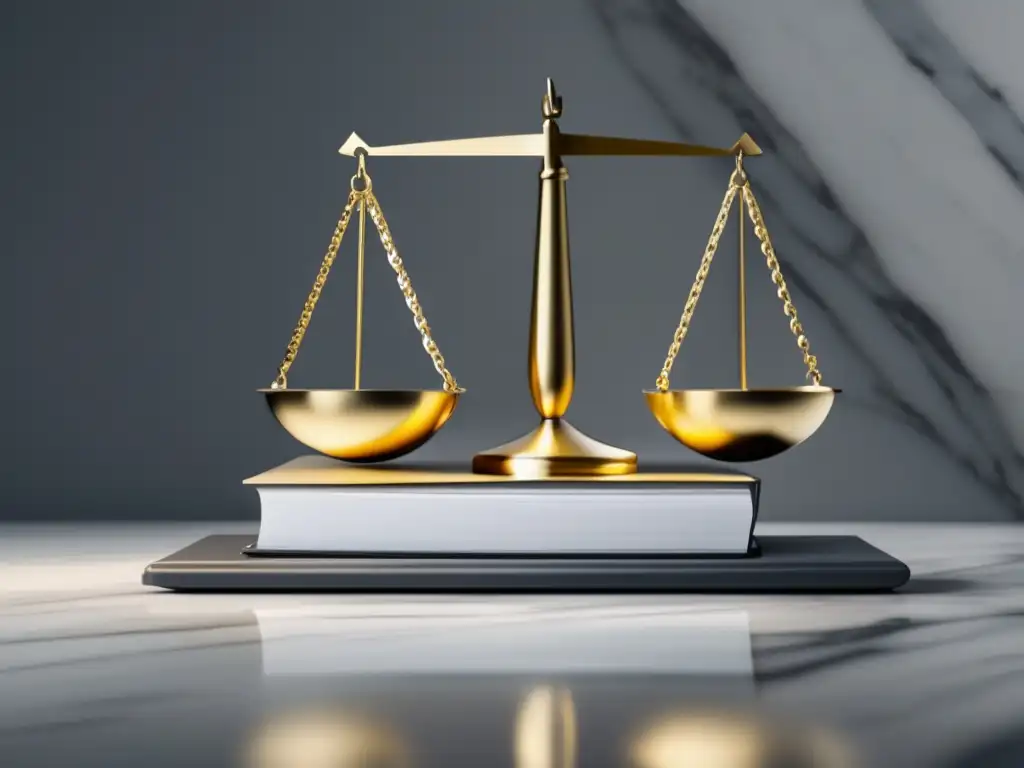 Equilibrio de regulaciones en marketing de afiliados Leyes y regulaciones del marketing de afiliados en imagen de escala de justicia moderna y minimalista