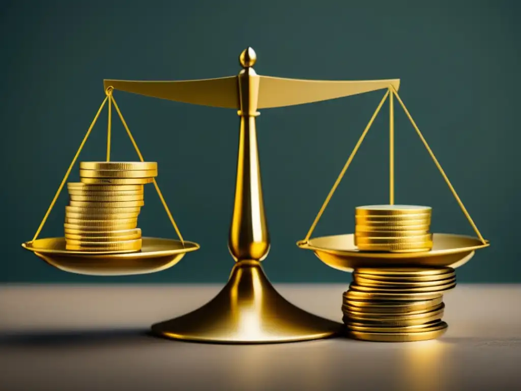 Equilibrio de monedas: afirmaciones falsas vs Balanza dorada equilibrada con monedas: afirmaciones falsas vs