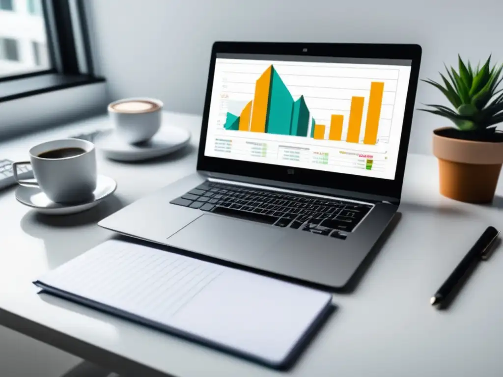 Éxito en el marketing de afiliados Laptop en escritorio blanco - Estrategia exitosa de marketing de afiliados