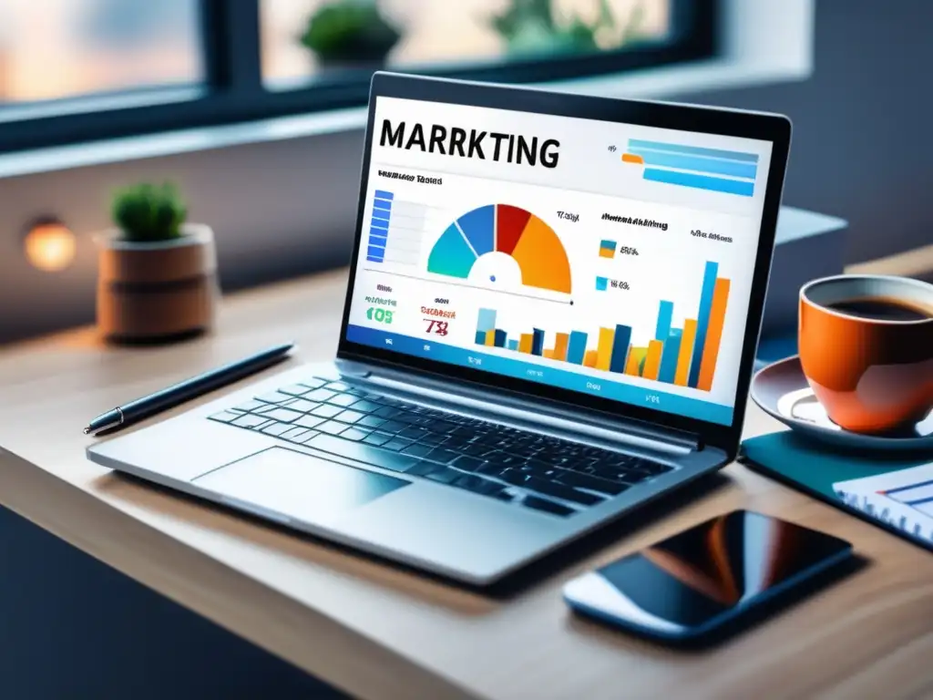 Laptop con dashboard de marketing de afiliados Imagen: Laptop con dashboard de marketing de afiliados rentables