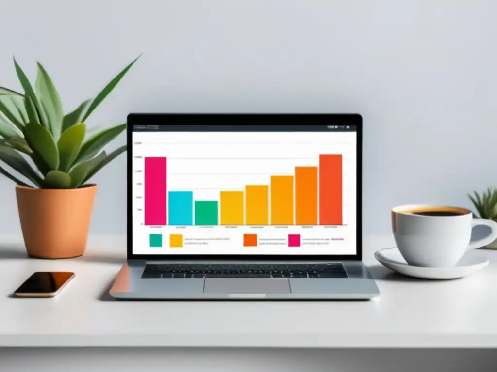 Laptop y gráfico de ingresos en marketing de afiliados Estrategias para monetizar una web con marketing de afiliados