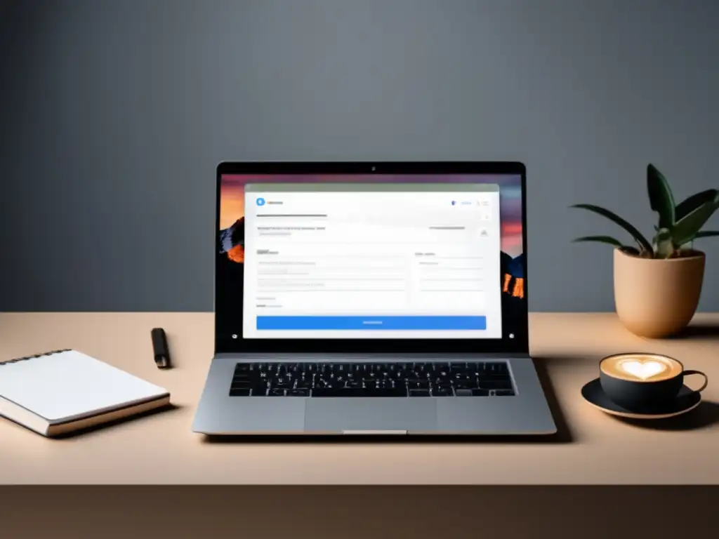 Imagen de laptop moderna y minimalista con estrategias avanzadas de marketing de afiliados