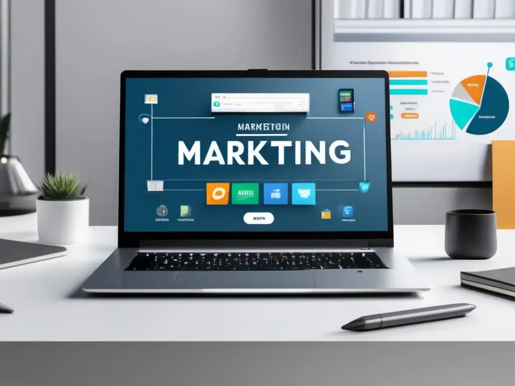 Profesionalidad y eficiencia en el marketing de afiliados Persona enfocada en el marketing de afiliados, con dispositivos y herramientas, transmitiendo profesionalismo y eficiencia