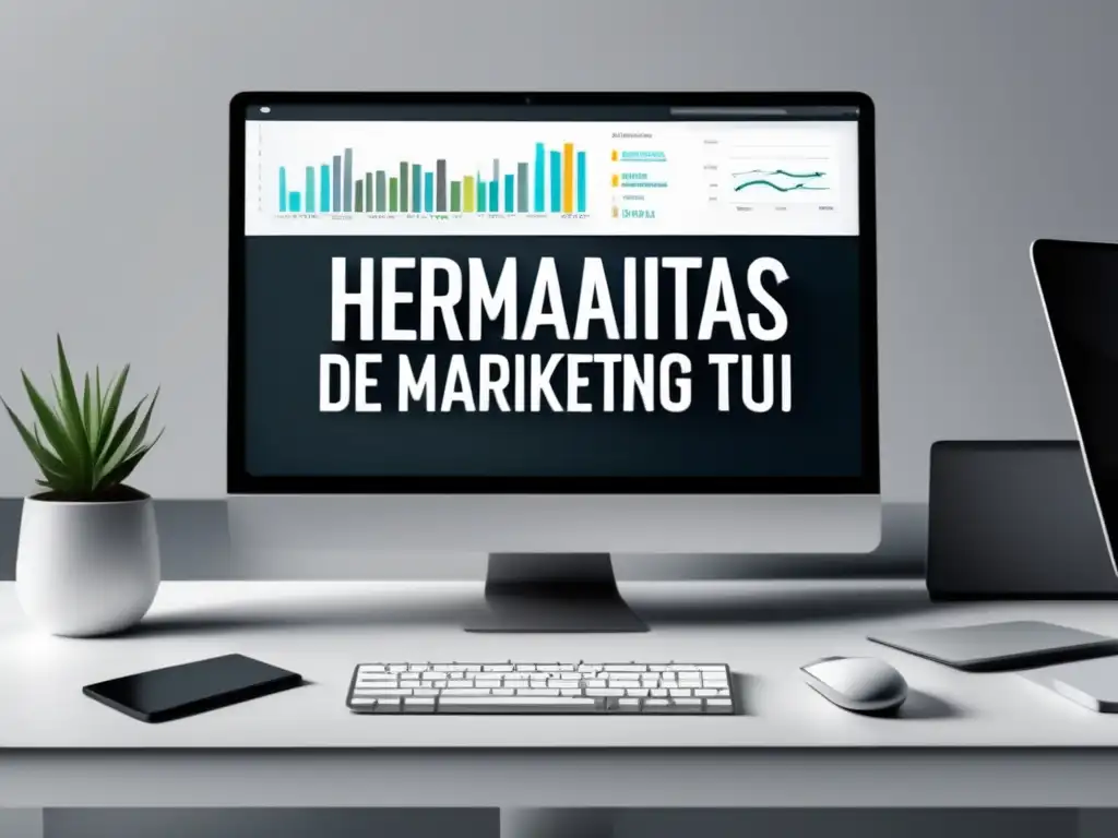 Espacio de trabajo digital elegante y moderno Imagen de herramientas de marketing de afiliados en un espacio de trabajo digital moderno y minimalista