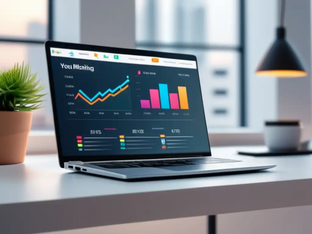 Escritorio blanco con laptop y diseño elegante Estrategias de marketing de afiliados para ganar dinero online