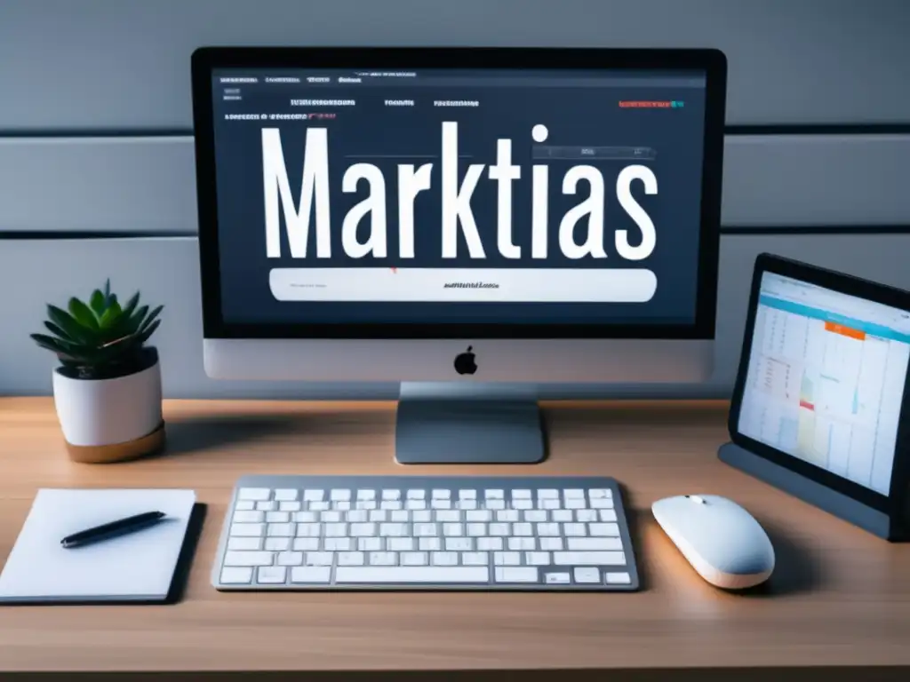 Escritorio minimalista con herramientas de marketing Escritorio minimalista con herramientas de marketing de afiliados efectivas