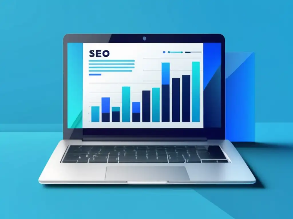 Laptop moderno con gráfico de tráfico web Laptop elegante con gráfico de SEO para afiliados