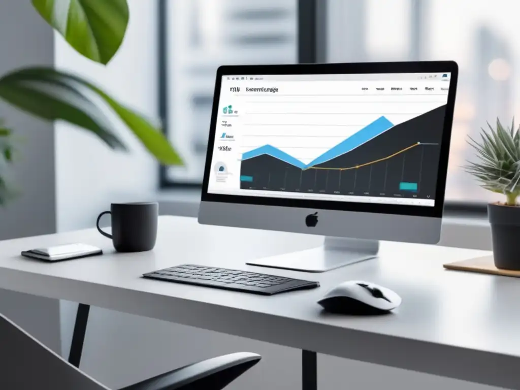Espacio de trabajo moderno y minimalista Espacio de trabajo moderno con herramientas de automatización para el marketing de afiliados
