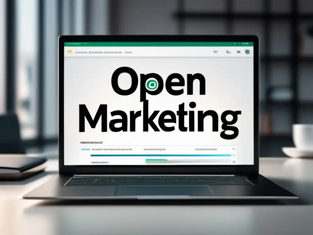 Laptop moderno con herramienta de palabras clave Laptop moderno en un escritorio minimalista con herramienta de palabras clave para estrategias de contenido en marketing de afiliados