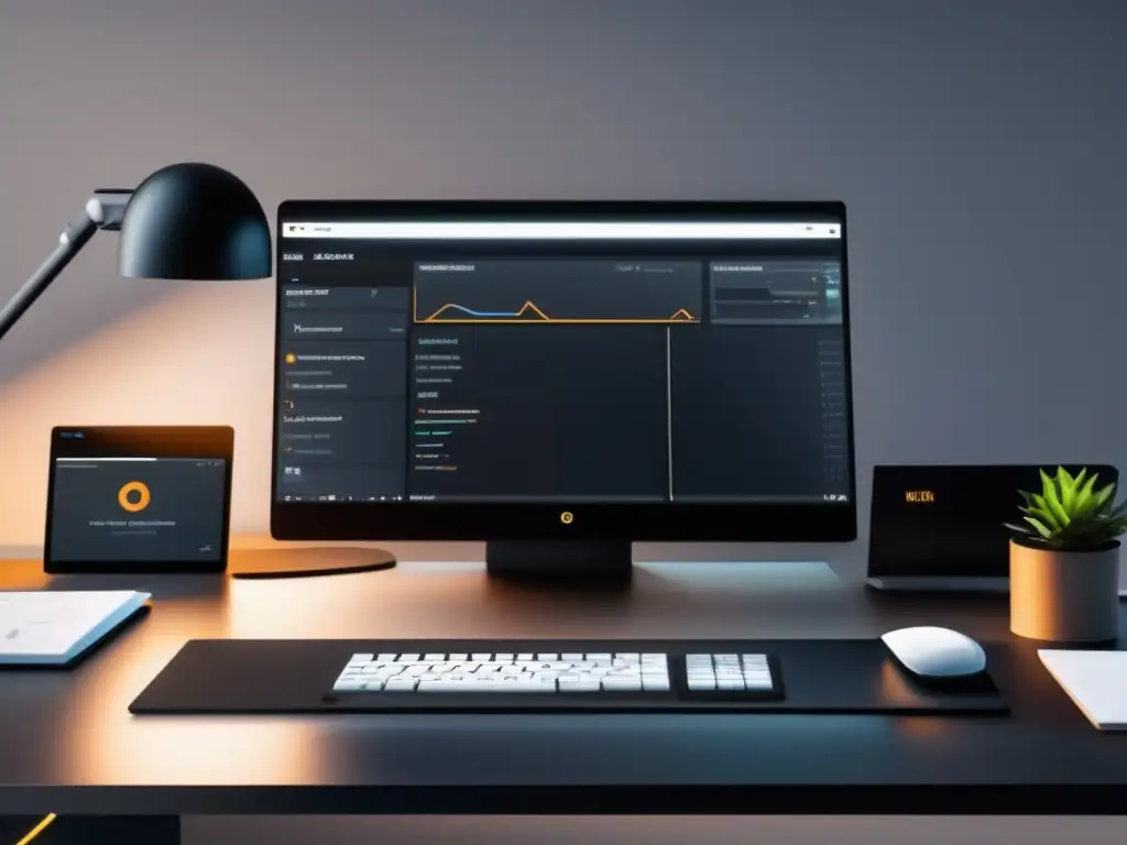Espacio de trabajo minimalista y productivo Escritorio minimalista con laptop y estrategias efectivas para marketing de afiliados