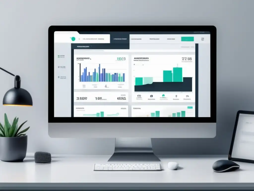 Espacio de trabajo minimalista con herramienta de marketing de afiliación Escritorio minimalista con herramientas de afiliados