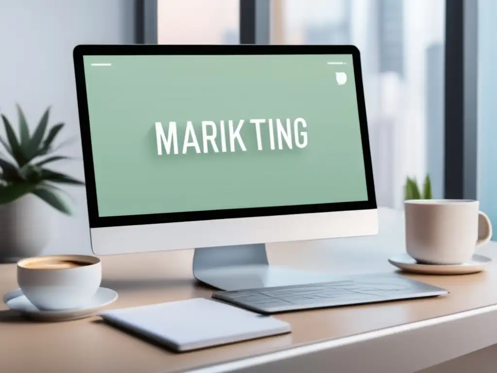 Escritorio minimalista para marketing de afiliados Oficina moderna y minimalista que representa los principios éticos del marketing de afiliados