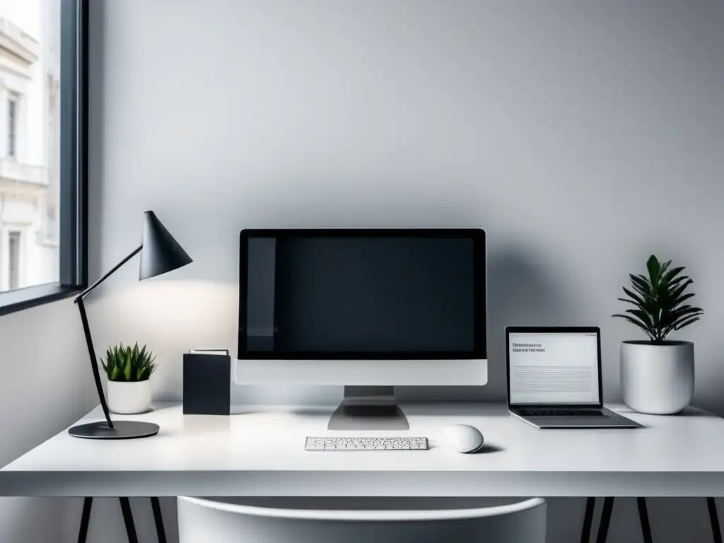 Espacio de trabajo minimalista y profesional Escritorio minimalista para programas de afiliados de educación y cursos online