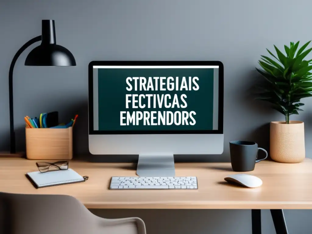 Escritorio minimalista con laptop y gráfico de crecimiento Imagen: Escritorio minimalista con laptop y estrategia de marketing de afiliados exitosa