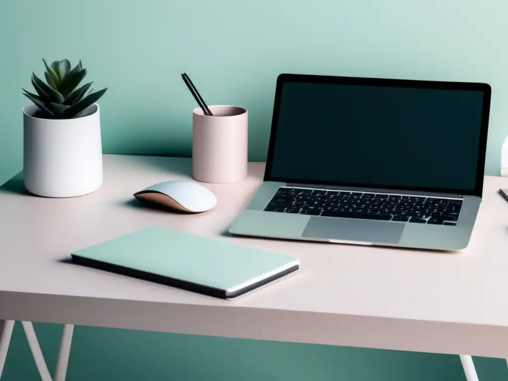 Espacio de trabajo minimalista y moderno Espacio de trabajo moderno y minimalista con herramientas y recomendaciones para elegir productos en el marketing de afiliados