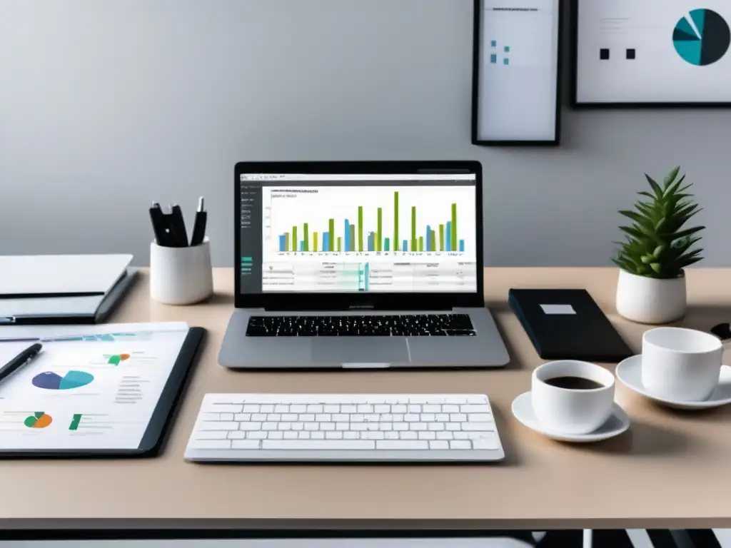 Espacio de trabajo minimalista y moderno Espacio de trabajo moderno con análisis de palabras clave para aumentar las ventas en el marketing de afiliados