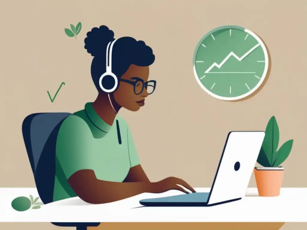Imagen: Persona enfocada en laptop en escritorio limpio, generando ingresos pasivos con marketing de afiliados