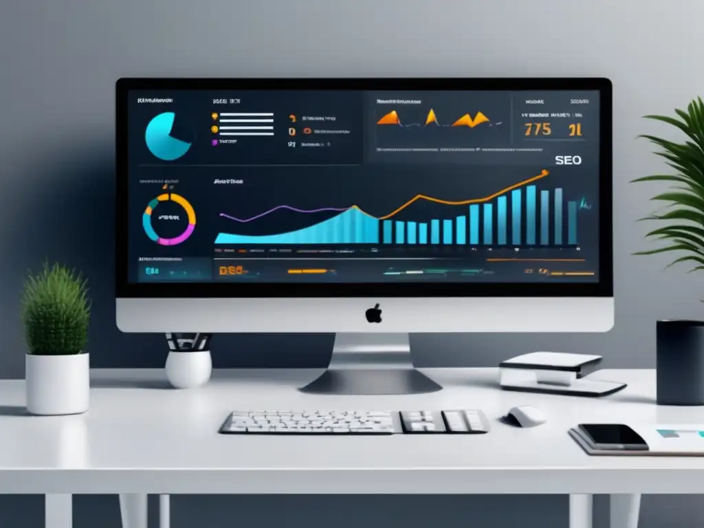 Espacio de trabajo SEO profesional y moderno Imagen 8k: Espacio de trabajo SEO profesional para aumentar ganancias en marketing de afiliados