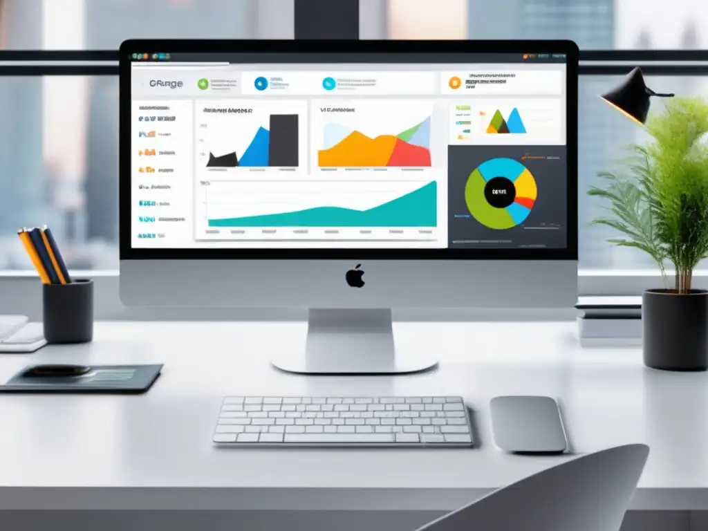 Espacio de trabajo SEO eficiente y moderno Espacio de trabajo moderno y elegante con herramientas de SEO para marketing de afiliados